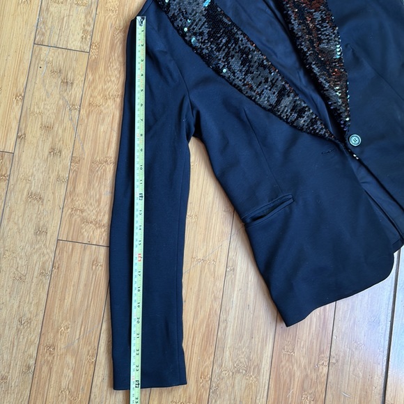 Sequin Lapel Black Blazer - Adrianna Papell Small - Picture 5 of 6